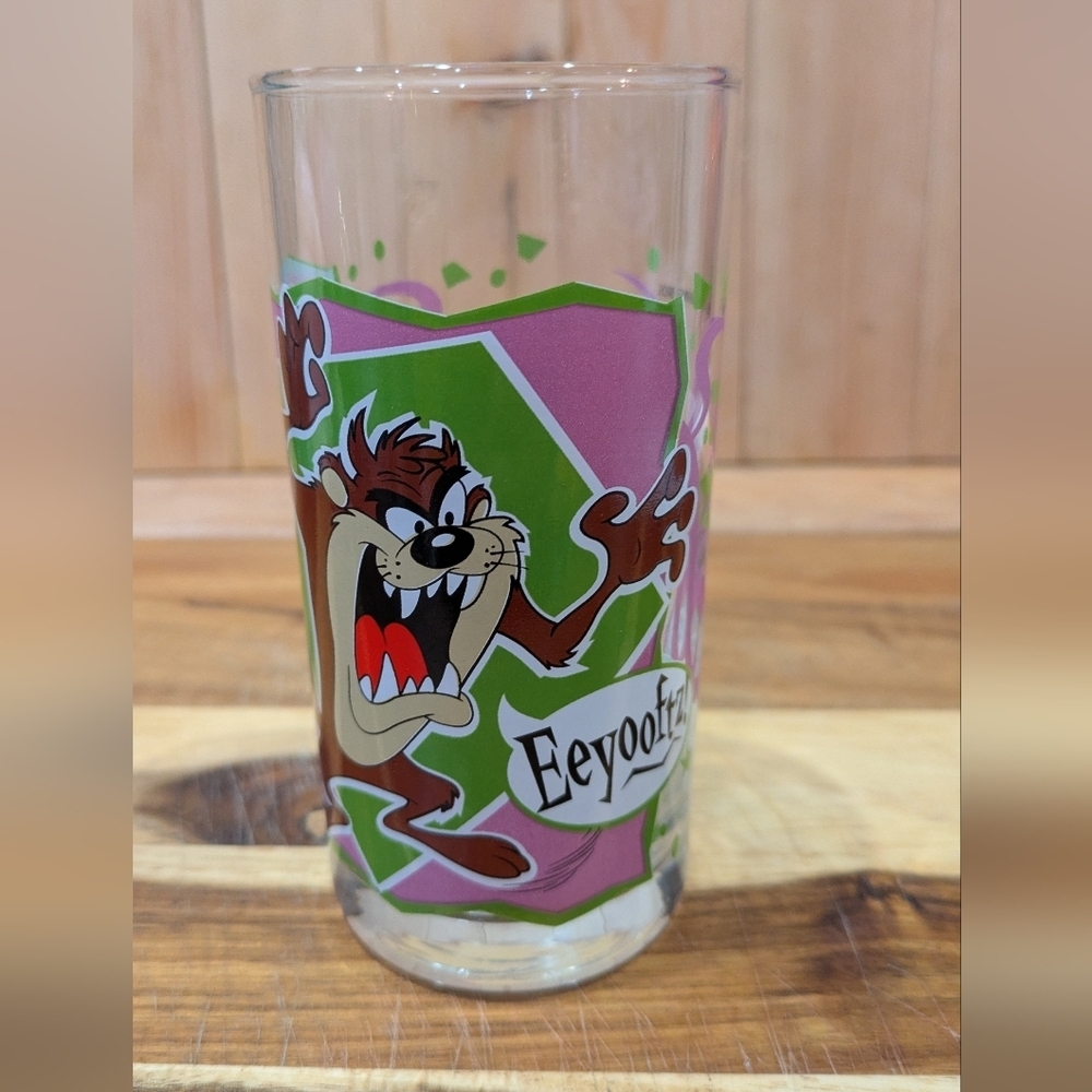 Warner Bros. Taz Glass with Purple and Green Design